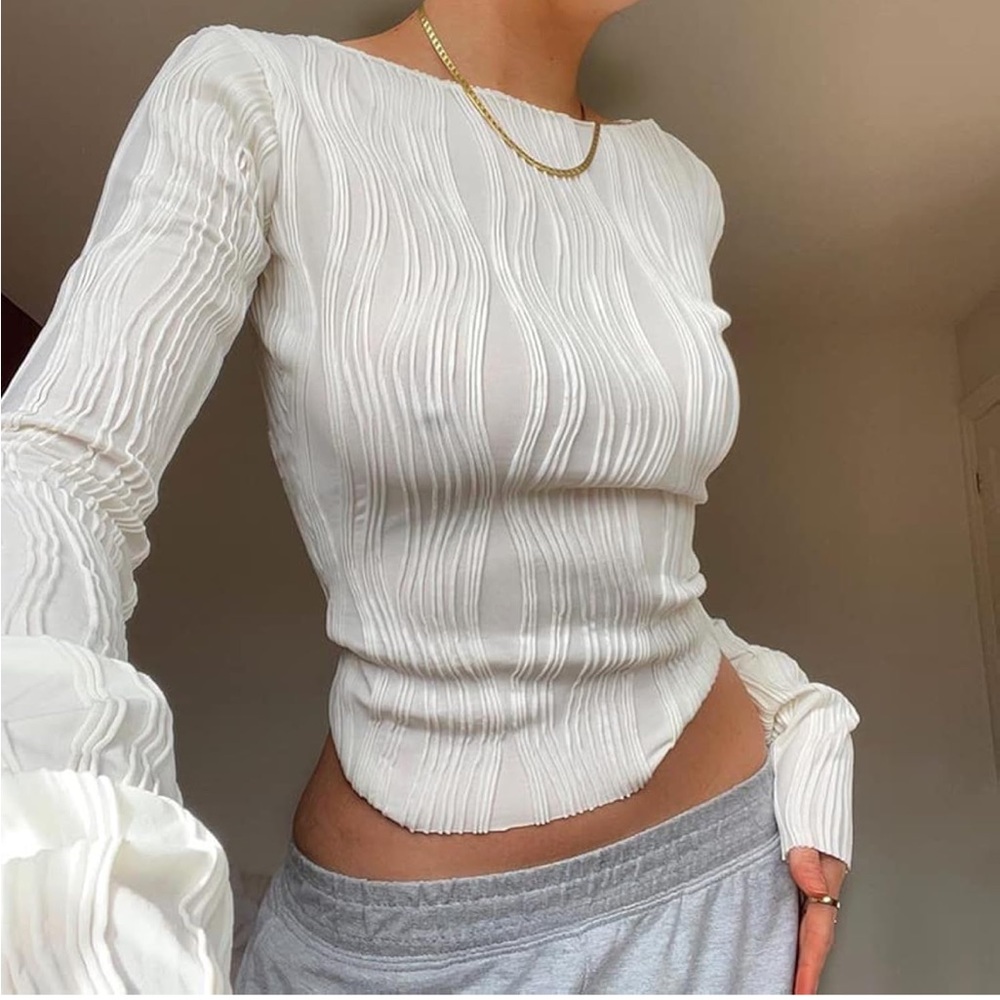 Elegant White Textured Women's Top
